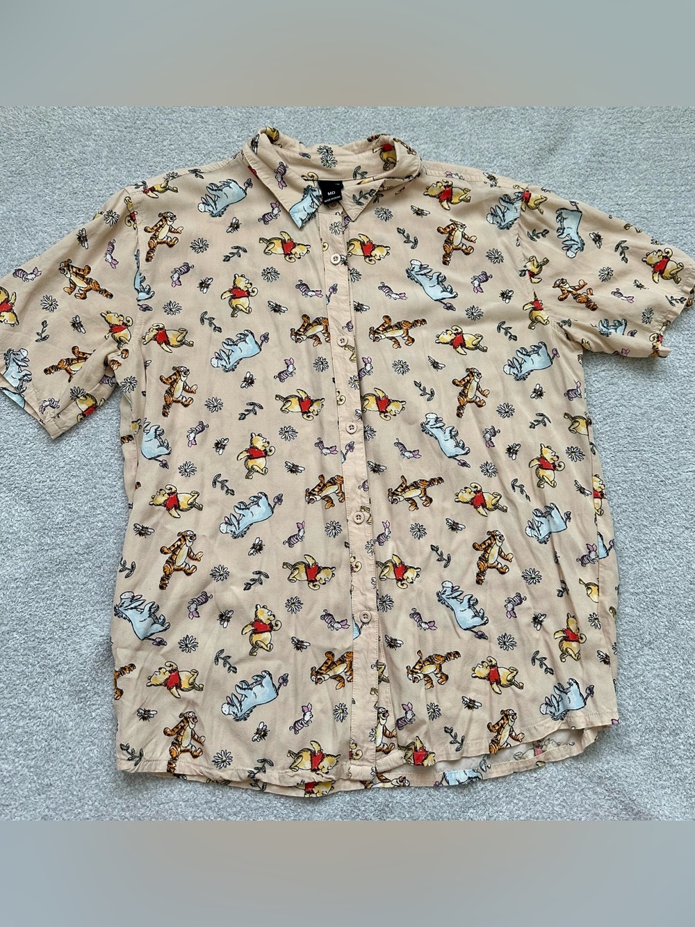 Disney Peachy-Beige Winnie the Pooh & Friends Short-Sleeve Button-Up Shirt